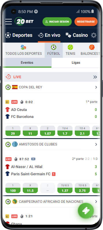 20bet apuestas en vivo