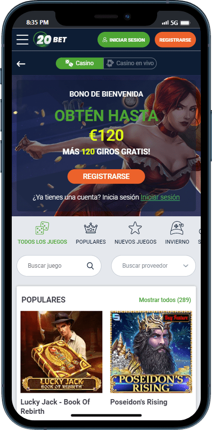 20bet casino movil captura de pantalla 1