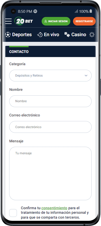 20bet casino soporte