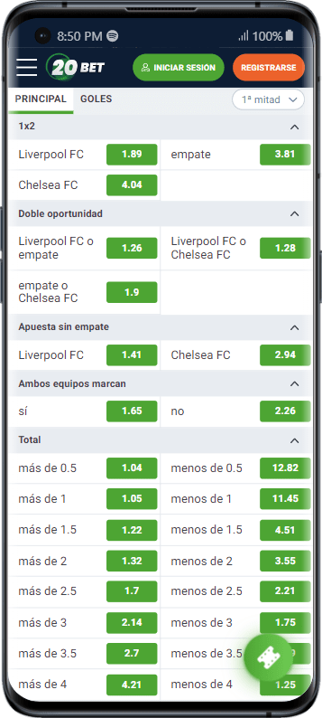 20bet apuestas probabilidades