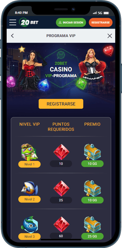 20bet VIP programa casino