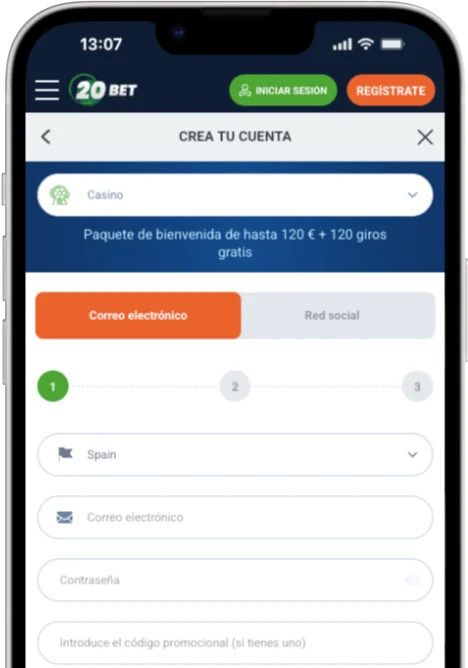 Pasos para registrarse en 20bet